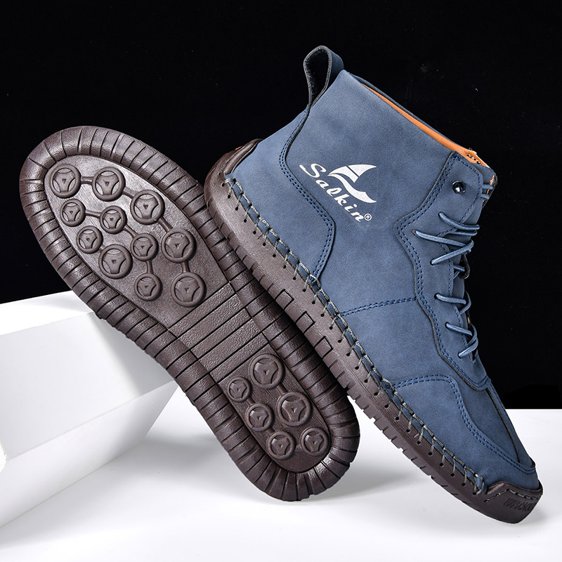 (⏰Limited Time Sale 70% OFF) Men's Orthopedic Comfortable Handmade Leather Boots - Waterproof, Non-Slip, Arch Support, Wide Toe, Shock-Absorbing, Outdoor Leather Boots
